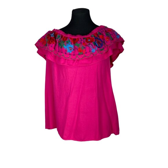 Umgee USA Embroidered Ruffled Off the‎ Shoulder Mini Dress Large - Picture 2 of 9